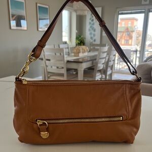 Marc Jacobs Vintage Made in Italy Brown Leather Push Lock Pochette Y2K Runway